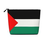 Trousse de toilette avec imprimé drapeau de la Palestine - Grande capacité - Trousse de maquillage de voyage pour femme - Pour un usage quotidien, Noir , Taille unique