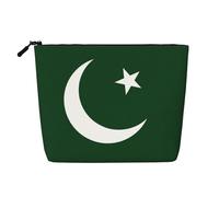 Trousse de toilette avec imprimé drapeau du Pakistan - Grande capacité - Trousse de maquillage de voyage pour femme - Pour un usage quotidien, Noir , Taille unique