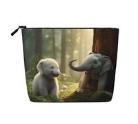 Trousse de toilette avec imprimé éléphant et lapin blanc - Grande capacité - Trousse de maquillage de voyage pour femme pour un usage quotidien et voyage, Noir , Taille unique