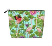 Trousse de toilette avec imprimé flamant rose et fleurs d'amour - Grande capacité - Trousse de maquillage de voyage pour femme - Pour un usage quotidien et les voyages, Noir , Taille unique