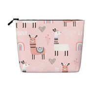 Trousse de toilette avec imprimé lama - Grande capacité - Trousse de maquillage de voyage pour femme - Pour un usage quotidien, Noir , Taille unique