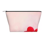 Trousse de toilette avec imprimé tournesol et papillon pour femme - Trapézoïdale - Trousse de toilette avec fermeture éclair - Organiseur d'accessoires, Cœur rouge pailleté rose, Taille unique