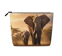 Trousse de toilette avec imprimé vieux éléphant et jeune éléphant, grande capacité, trousse de maquillage de voyage pour femme, pour un usage quotidien, voyage, Noir , Taille unique