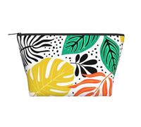 Trousse de toilette avec motif drapeau d'Hawaï imprimé américain pour femme - Trapézoïdale - Trousse de toilette à fermeture éclair - Organiseur d'accessoires, Feuilles colorées., Taille unique