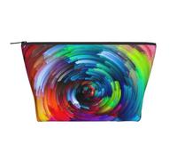 Trousse de toilette avec motif drapeau d'Hawaï imprimé américain pour femme - Trapézoïdale - Trousse de toilette à fermeture éclair - Organiseur d'accessoires, Spirale arc-en-ciel colorée, Taille