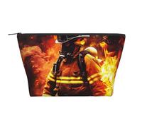 Trousse de toilette avec motif note de musique dorée avec étoiles brillantes tombées pour femme - Trousse de maquillage de voyage trapézoïdale avec fermeture éclair, Flamme de pompier, Taille unique