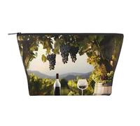 Trousse de toilette avec motif note de musique dorée avec étoiles brillantes tombées pour femme - Trousse de maquillage de voyage trapézoïdale avec fermeture éclair, Vin rouge de ferme, Taille unique
