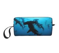 Trousse de toilette avec motif requins marteaux, pour femme, taille de voyage, jolie trousse de toilette de voyage, trousse de maquillage, pochette de rangement, blanc, Taille unique