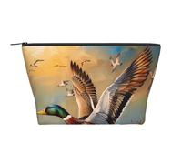 Trousse de toilette avec strass et papillons pour femme - Trapézoïdale - Trousse de maquillage de voyage avec fermeture éclair - Organiseur d'accessoires, Peinture à l'huile Canard, Taille unique