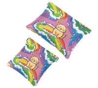 Trousse de toilette avec visages de chatons et cœurs, motif sans couture, étanche, pas de fermeture éclair, fermeture automatique, mini rangement de voyage portable pour écouteurs, bijoux, multicolore