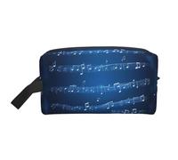 Trousse de toilette bleue avec impression notes de musique pour femme, trousse de toilette de voyage, grande capacité pour homme, blanc, Taille unique