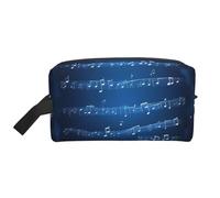 Trousse de toilette bleue avec impression notes de musique pour homme, trousse de toilette de voyage, grande capacité pour femme, blanc, Taille unique