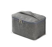 Trousse de toilette carrée de voyage d'affaires, trousse de maquillage double couche, grande capacité, sac de rangement en tissu Oxford, sac à main portable Pour le stockage des bagages(Gray)