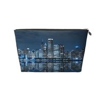 Trousse de toilette Chicago en cuir synthétique réfléchissant, sac de voyage, trousse de papeterie, sac cadeau de Noël tendance, Argenté., Taille unique