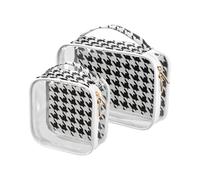 Trousse de toilette classique motif pied-de-poule noire et blanche - Approuvée par la TSA - Réutilisable - Petite trousse de maquillage - Essentiels de rasage