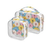 Trousse de toilette colorée pour homme Motif pissenlits Transparent Approuvé par la TSA Petite trousse de maquillage essentielle de voyage