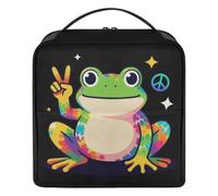 Trousse de toilette conçue pour les amateurs de grenouilles avec signe de paix