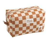 Trousse de Toilette en Coton imprimé Damier