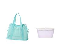 Trousse de toilette de douche avec maille respirante, vert clair, G, Beauté | Organiseur de voyage avec cordon de serrage pour les essentiels personnels et un emballage facile