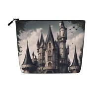 Trousse de toilette de grande capacité avec impression gothique de conte de fées Castle01 pour femme pour un usage quotidien et voyage, Noir , Taille unique