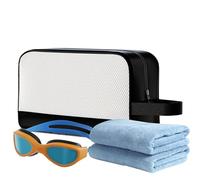 Trousse de toilette de gym, sac de toilette étanche - Grande capacité avec fermeture éclair, accessoires de voyage, organisateur de rangement pour la natation, le fitness, Encre noire, Refer to