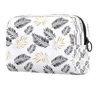 Trousse de toilette de luxe avec motif feuilles tropicales dorées pour femme, trousse de toilette de voyage, grande pochette de maquillage pratique avec fermeture éclair, multicolore,