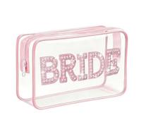 Trousse de Toilette de mariée Transparente en PVC avec décorations de Lettres de Perles pour Voyage de Noces et Accessoires de fête de Mariage Trousse de Maquillage de Mariage