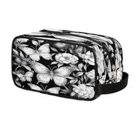 Trousse de toilette de style rétro avec papillons et fleurs pour voyage, trousse de maquillage en polyester imperméable pour hommes, femmes, enfants, organiseur portable pour salle de bain, salle de