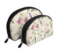 Trousse de toilette de voyage 2 pièces avec imprimé orchidées et fleurs sauvages, blanc, Taille unique