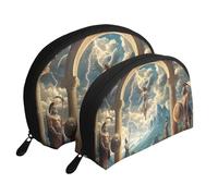Trousse de toilette de voyage 2 pièces Motif dieux mythologiques et héros de la Grèce antique, blanc, Taille unique
