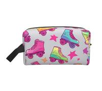 Trousse de toilette de voyage 3D résistante à l'eau avec attrape-rêves loup - Grande capacité de rangement portable pour salle de sport et essentiels quotidiens, Patins à roulettes colorés., Taille