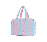 Trousse de toilette de voyage - 4 compartiments - Sac de toilette étanche à rayures - Pour salle de bain, penderie, vacances, w nd, douche, valise, camping et vie quotidienne, Rose/bleu, Siehe