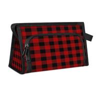 Trousse de toilette de voyage à carreaux rouge Buffalo pour femmes, hommes, filles, garçons, trousse de maquillage multifonctionnelle, trousse de toilette, organisateur de cosmétiques, trousse de