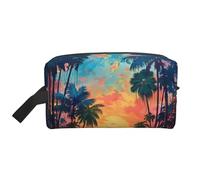 Trousse de toilette de voyage à imprimé coucher de soleil tropical, trousse de maquillage, trousse de toilette à suspendre pour femme et homme, gym quotidien