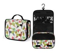 Trousse de Toilette de Voyage à Motif de Palmier Tropical, Danseuse de Hula, Chien lévrier, Trousse de Maquillage imprimée complète, Organisateur de cosmétiques Portable avec Crochet, Sac à Main