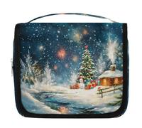 Trousse de toilette de voyage à motif Merry Christmas pour femmes, hommes, filles, garçons, enfants, trousse de maquillage à suspendre, trousse de toilette, trousse de douche, organisateur de produits