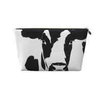 Trousse de toilette de voyage à motif vache noire et blanche avec fermeture éclair dorée pour femmes, mamans, filles, doré, One Size, Trousse de toilette