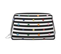 Trousse de toilette de voyage à paillettes arc-en-ciel à rayures noires et blanches avec trois emplacements intérieurs pour accessoires, Argenté., One Size