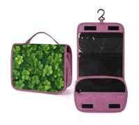 Trousse de toilette de voyage à suspendre avec crochet pour shampooing Motif trèfles et feuilles vertes