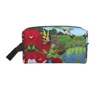 Trousse de toilette de voyage à suspendre avec motif oiseau, papillon, fleur, grande capacité, organiseur polyvalent pour femmes et hommes