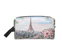 Trousse de toilette de voyage à suspendre avec tour Eiffel Paris avec fleurs - Grande capacité - Organisateur polyvalent pour homme et femme