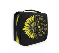 Trousse de toilette de voyage à suspendre It's Fine I'm Fine Everything pour femmes, hommes et filles, tournesol printanier, étanche, trousse de rangement pour produits cosmétiques essentiels de