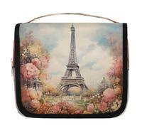 Trousse de toilette de voyage à suspendre Motif Tour Eiffel de Paris - Trousse de toilette de voyage - Accessoires de maquillage - Étanche - Pour femmes et filles, multicolore, 9x4x18.5 in