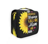 Trousse de toilette de voyage à suspendre « My Greatest Blessings Call Me Mom and Nana » pour femmes, hommes et filles, tournesols - Étanche - Organiseur de maquillage pour produits cosmétiques - Pour