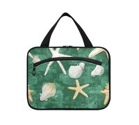 Trousse de toilette de voyage à suspendre pour homme avec crochets, motif étoile de mer, coquillages et herbes, sac médical Designer Essentials pour femme, indispensable, voyage Bolsa para maquillaje