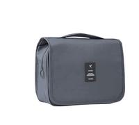 Trousse de toilette de voyage à suspendre - Sac de rangement pliable avec crochet pour homme et femme, gris, Trousse de toilette de voyage