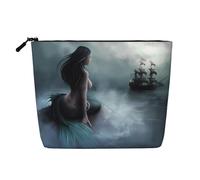 Trousse de toilette de voyage à une seule couche, idéale pour les voyages d'affaires et un usage quotidien., Mermaid Girl and Sailing on Sea Pirate Ship, Taille unique