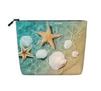 Trousse de toilette de voyage à une seule couche, idéale pour les voyages d'affaires et un usage quotidien., Motif étoile de mer et coquillages, Taille unique