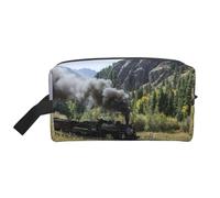 Trousse de toilette de voyage à vapeur avec motif locomotive pour homme, grande capacité, trousse de toilette de voyage pour femme, blanc, Taille unique