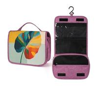 Trousse de toilette de voyage abstraite à grande feuille pour femme, organiseur de maquillage à suspendre avec crochet pour shampooing